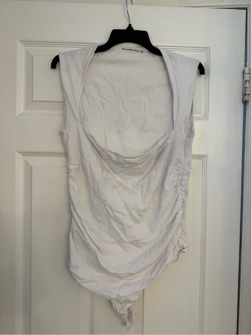 Abercrombie & Fitch White Draped Sleeveless Bodysuit